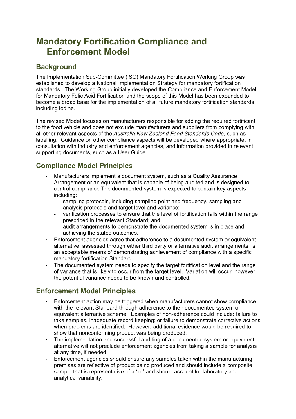 Mandatory Fortification Compliance and Enforcement Model