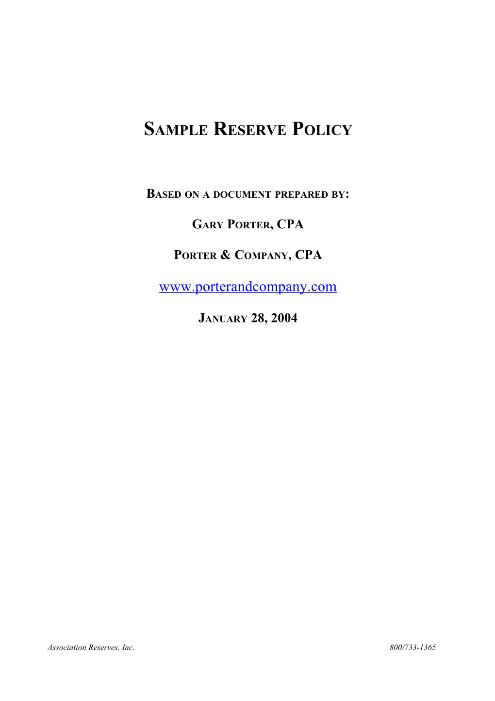 Sample Reserve Policy