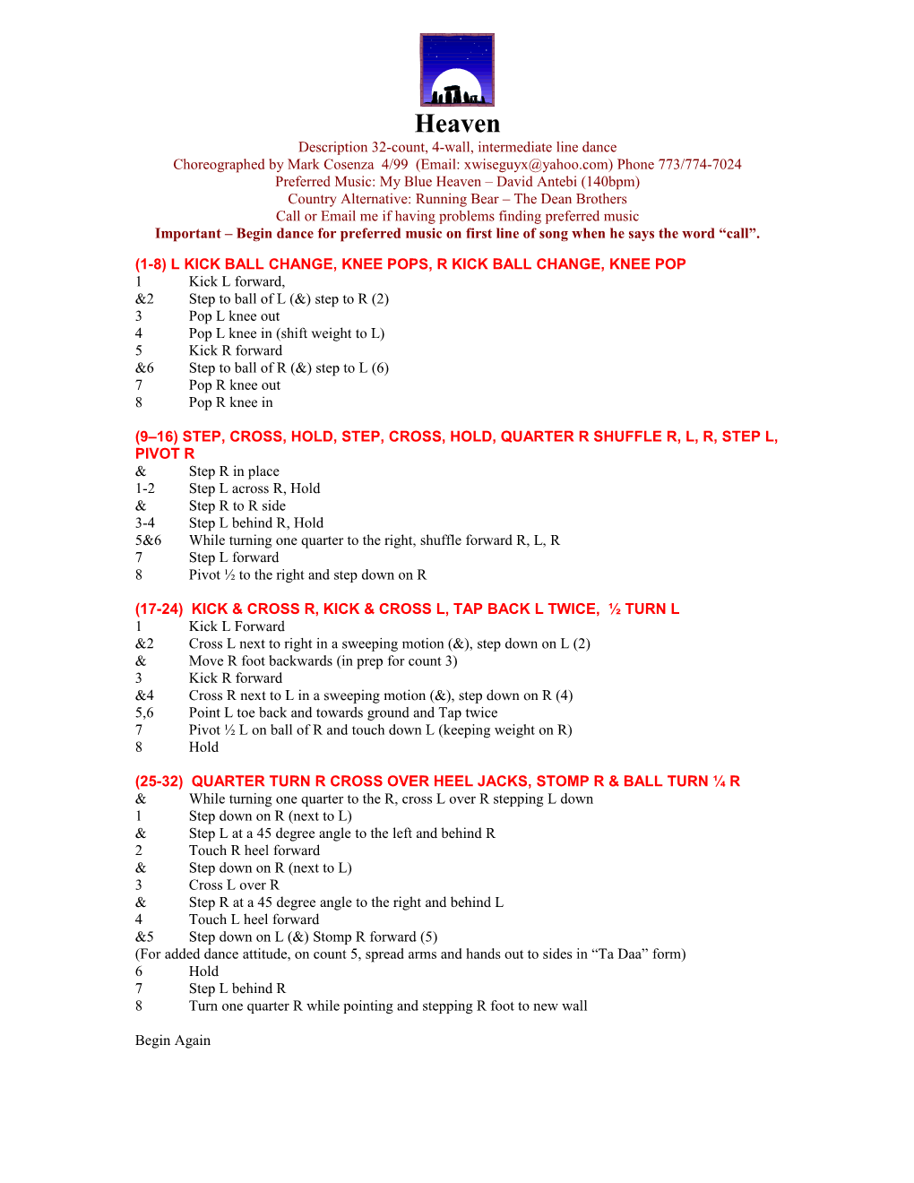 Description 32-Count, 4-Wall, Intermediate Line Dance s1