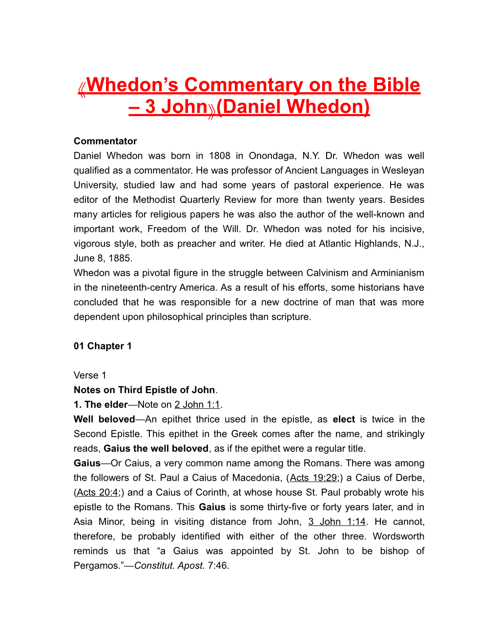 Whedon S Commentary on the Bible 3 John (Daniel Whedon)