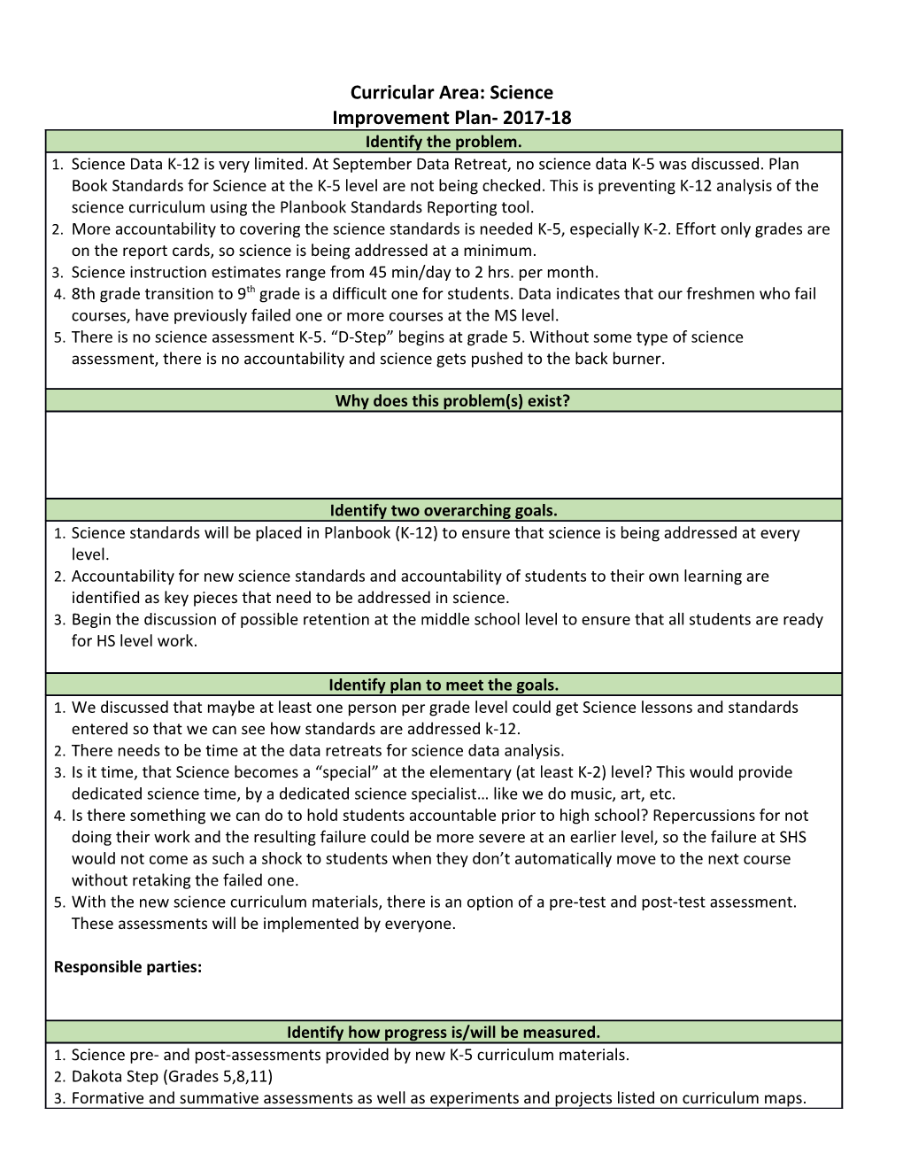 Curricular Area: Science