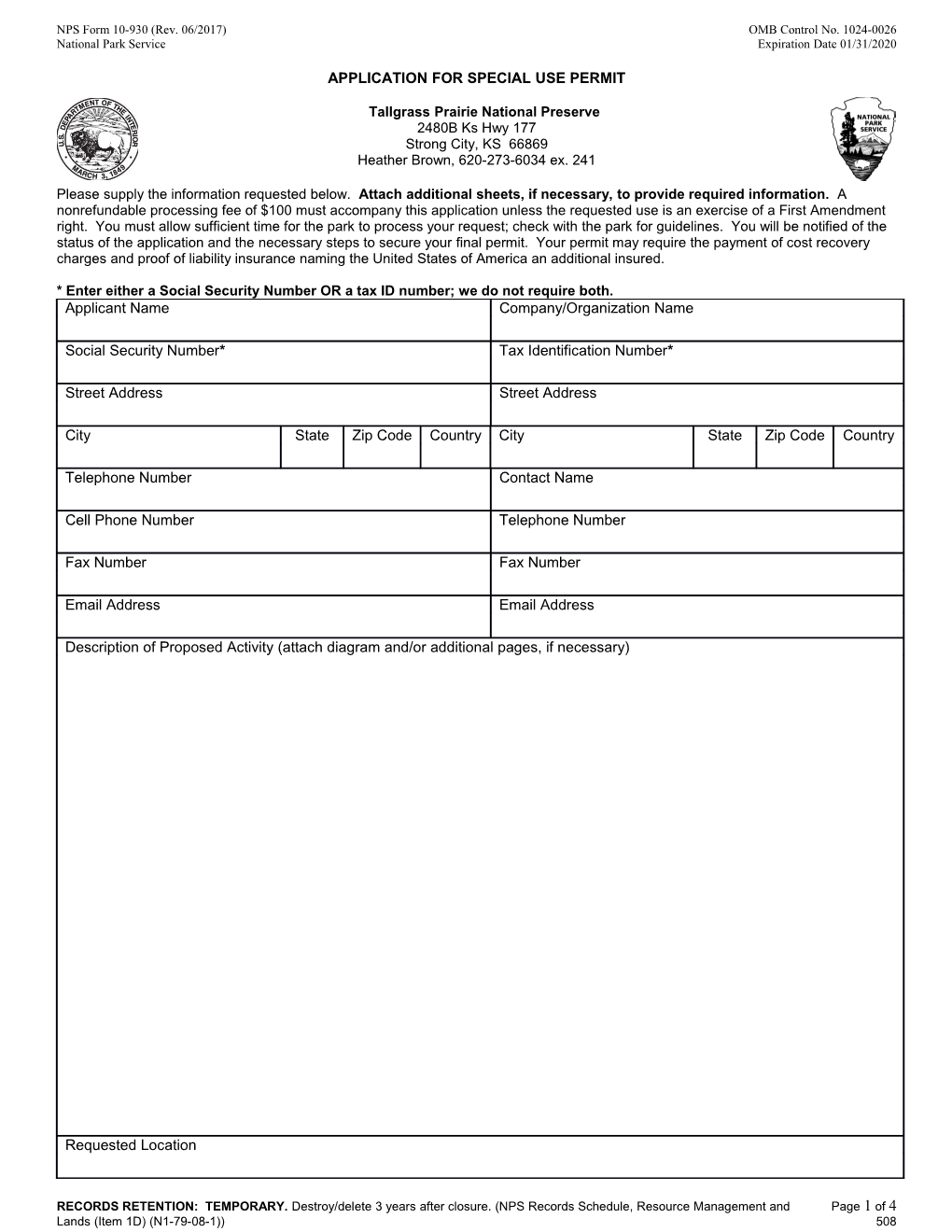 NPS Form 10-930 (Rev. 06/2017)OMB Control No. 1024-0026