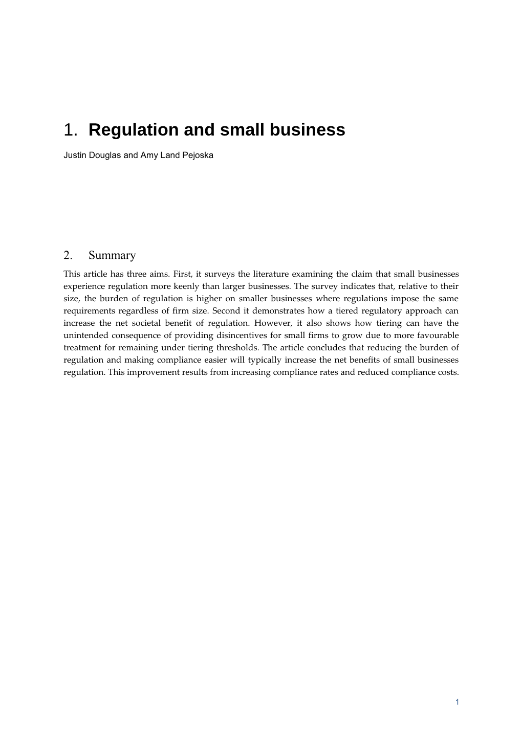 Regulation and Small Business