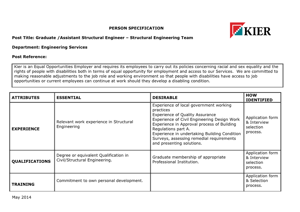 Post Title: Graduate /Assistant Structural Engineer Structural Engineering Team