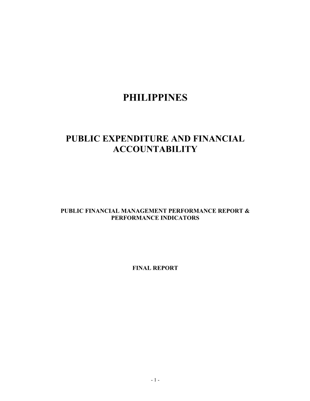 Public Expenditure and Financial Accountability