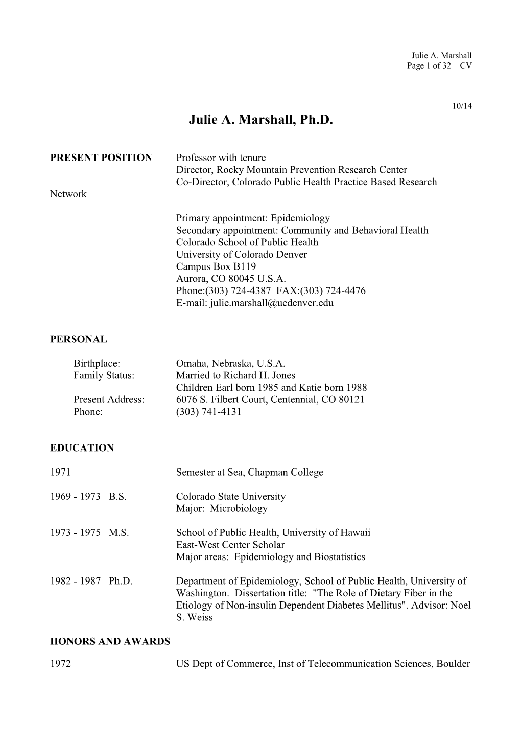 PRESENT POSITION Professor with Tenure