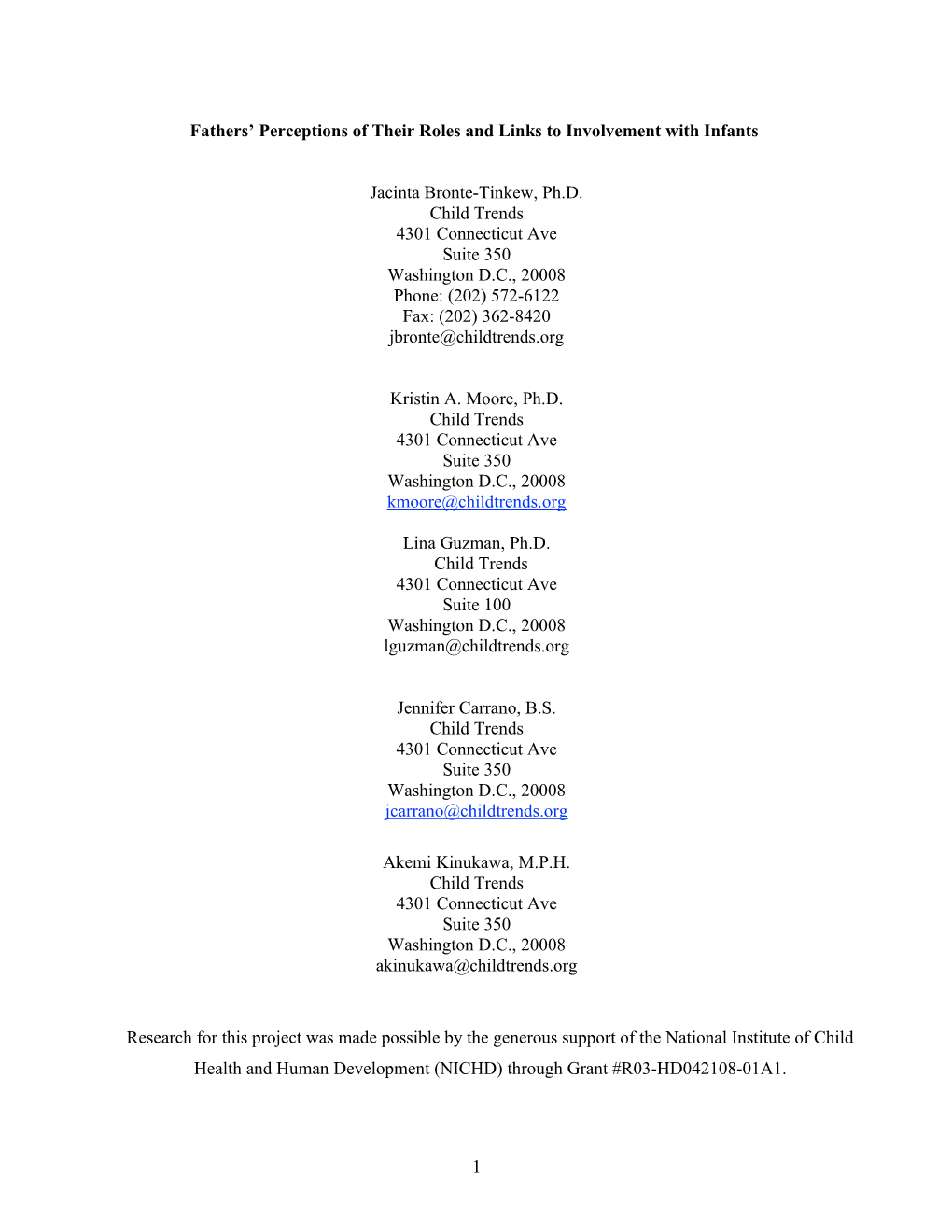 Manuscript: Fathers Perceptions of Their Roles, Links to Individual and Family-Level Functioning