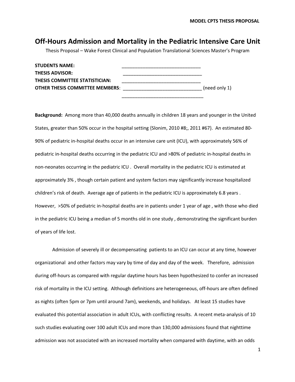 Model Cpts Thesis Proposal