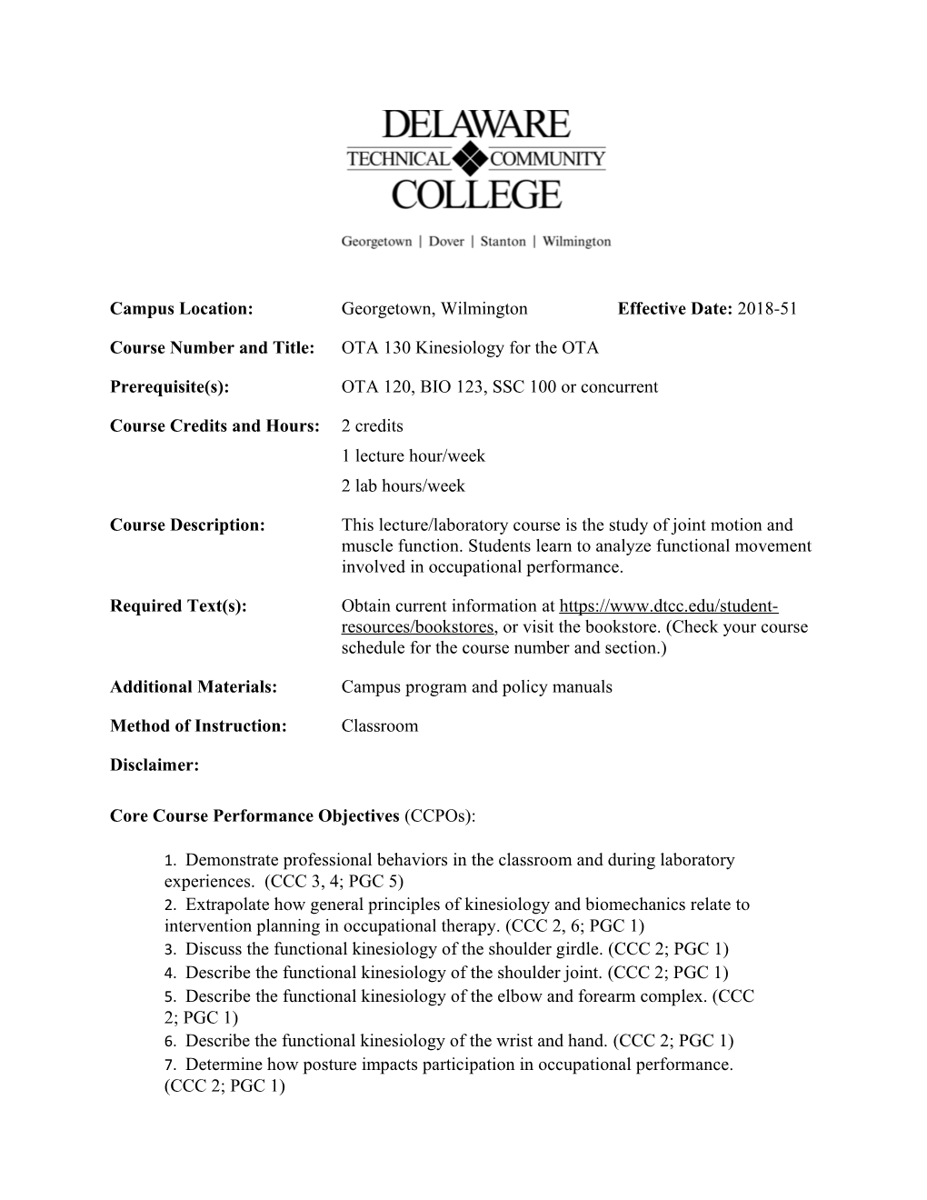 Core Course Performance Objectives (Ccpos) s1