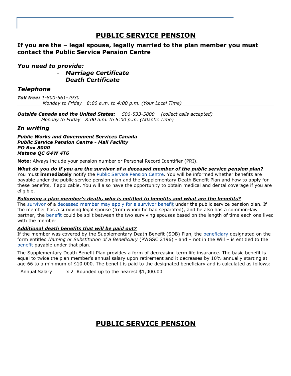 Public Service Pension