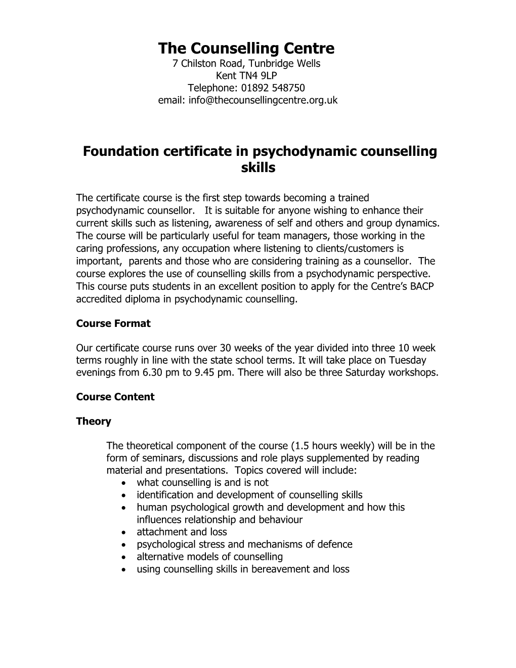 Wpf Certificate in Counselling Skills
