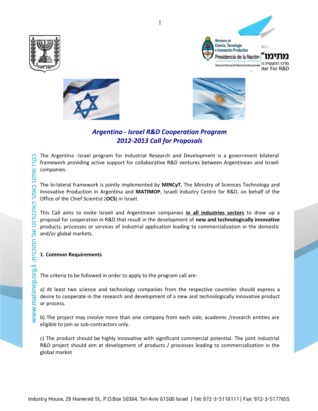 Argentina - Israel R&D Cooperation Program