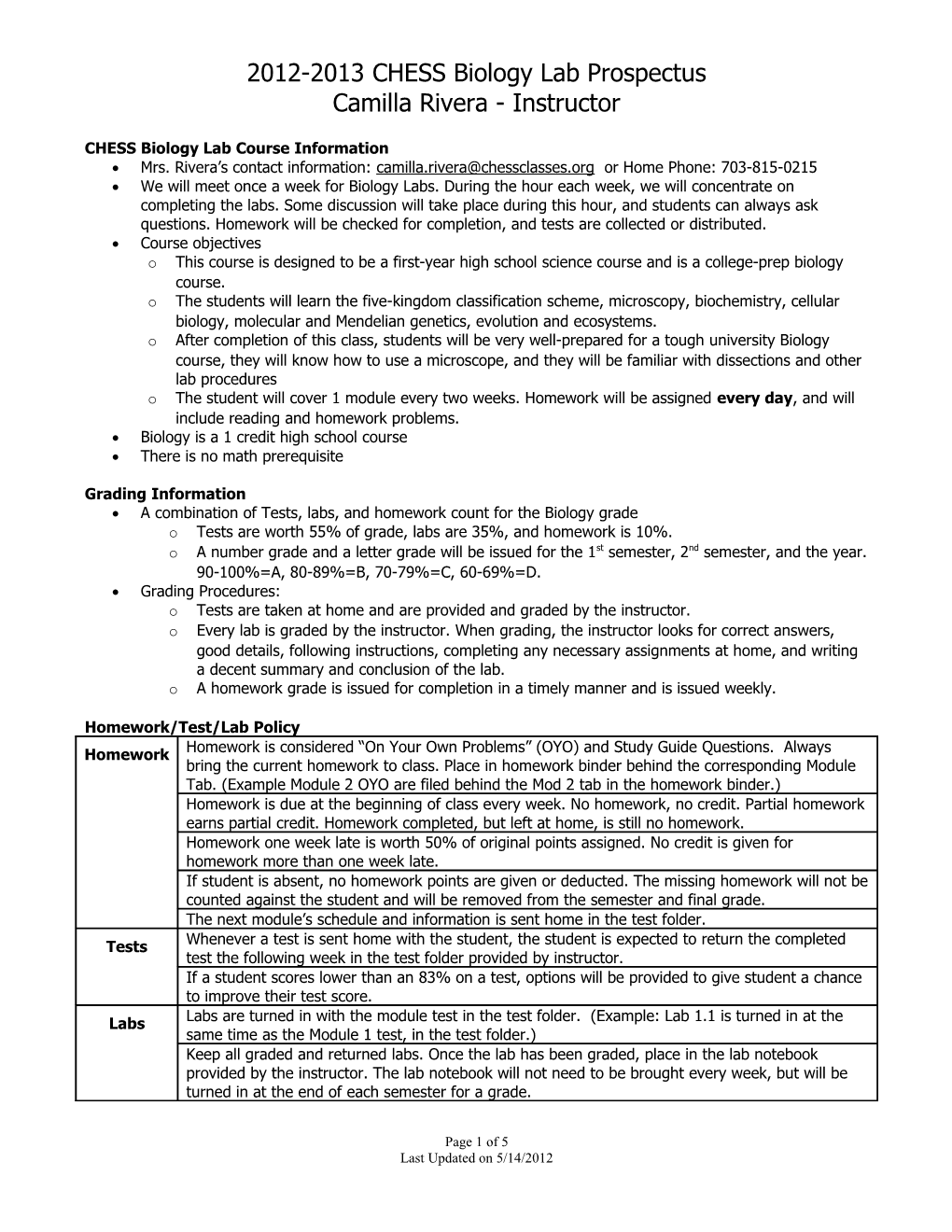 Teacher Prospectus Guidelines