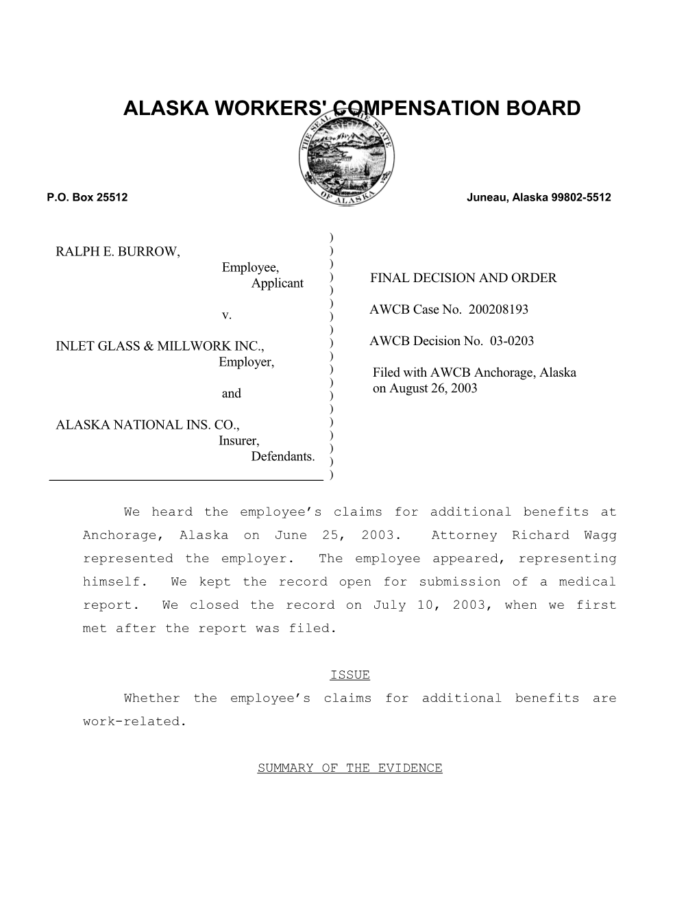 Alaska Workers' Compensation Board s23