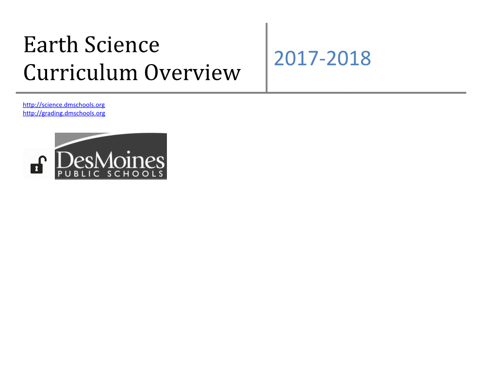Earth Science Curriculum Overview s1