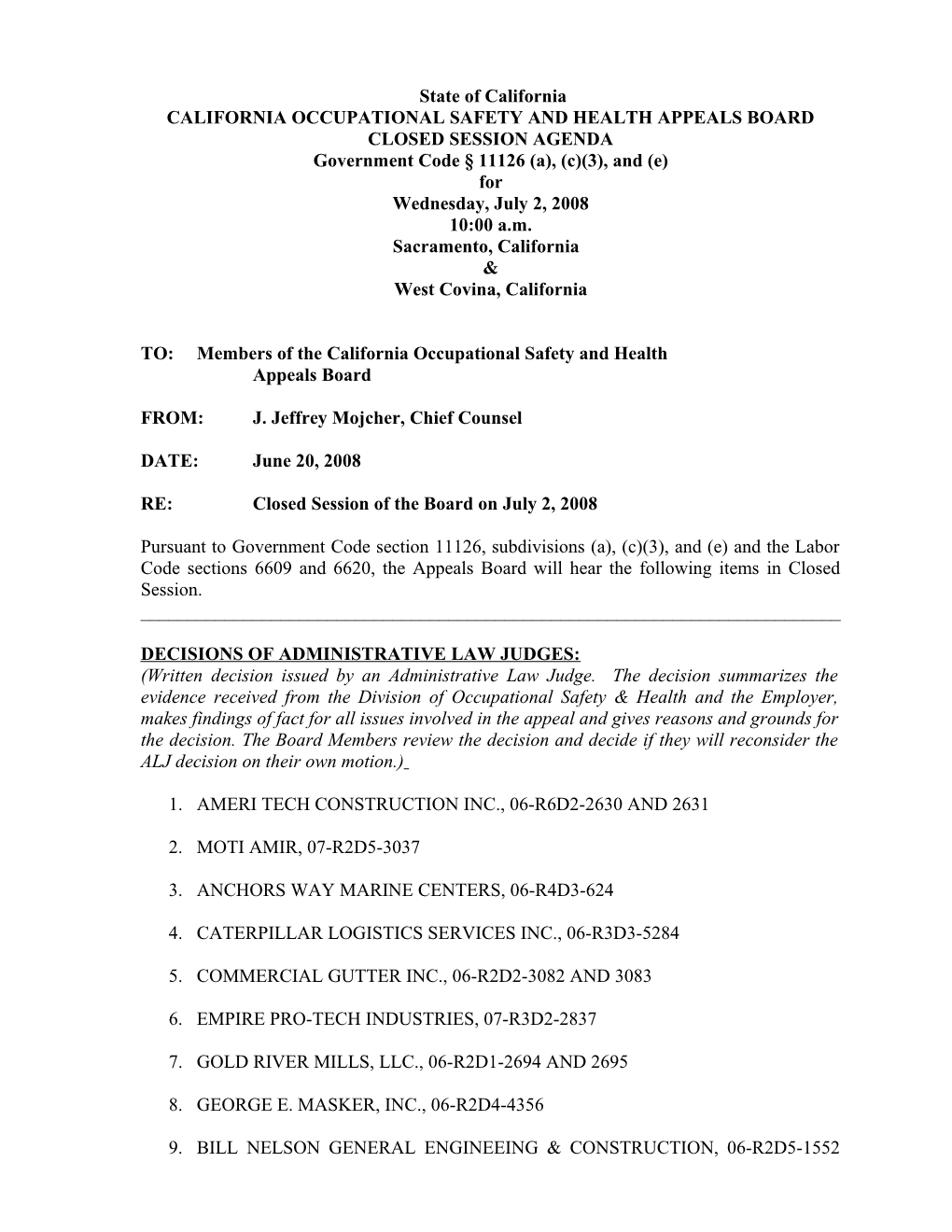 California Occupational Safety & Health Appeals Board s11