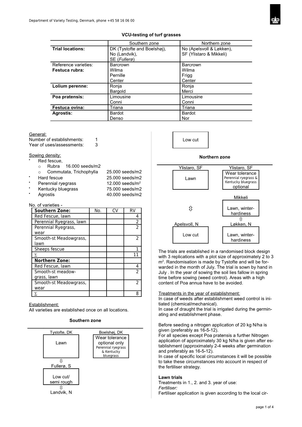 Department of Variety Testing, Denmark, Phone +45 58 16 06 00