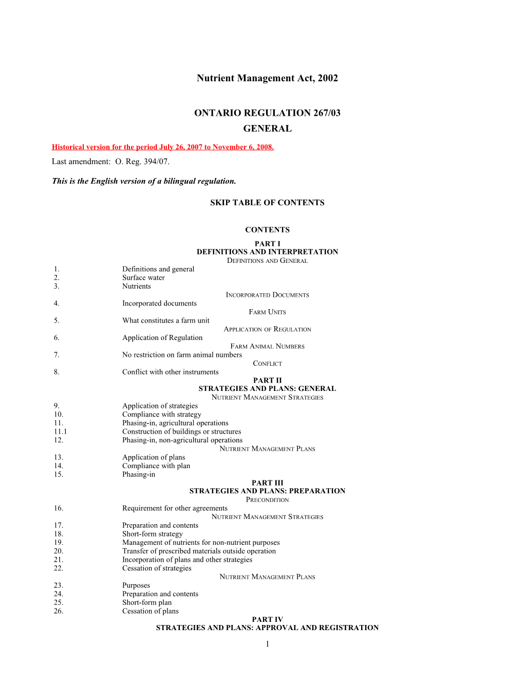 Nutrient Management Act, 2002 - O. Reg. 267/03 s1