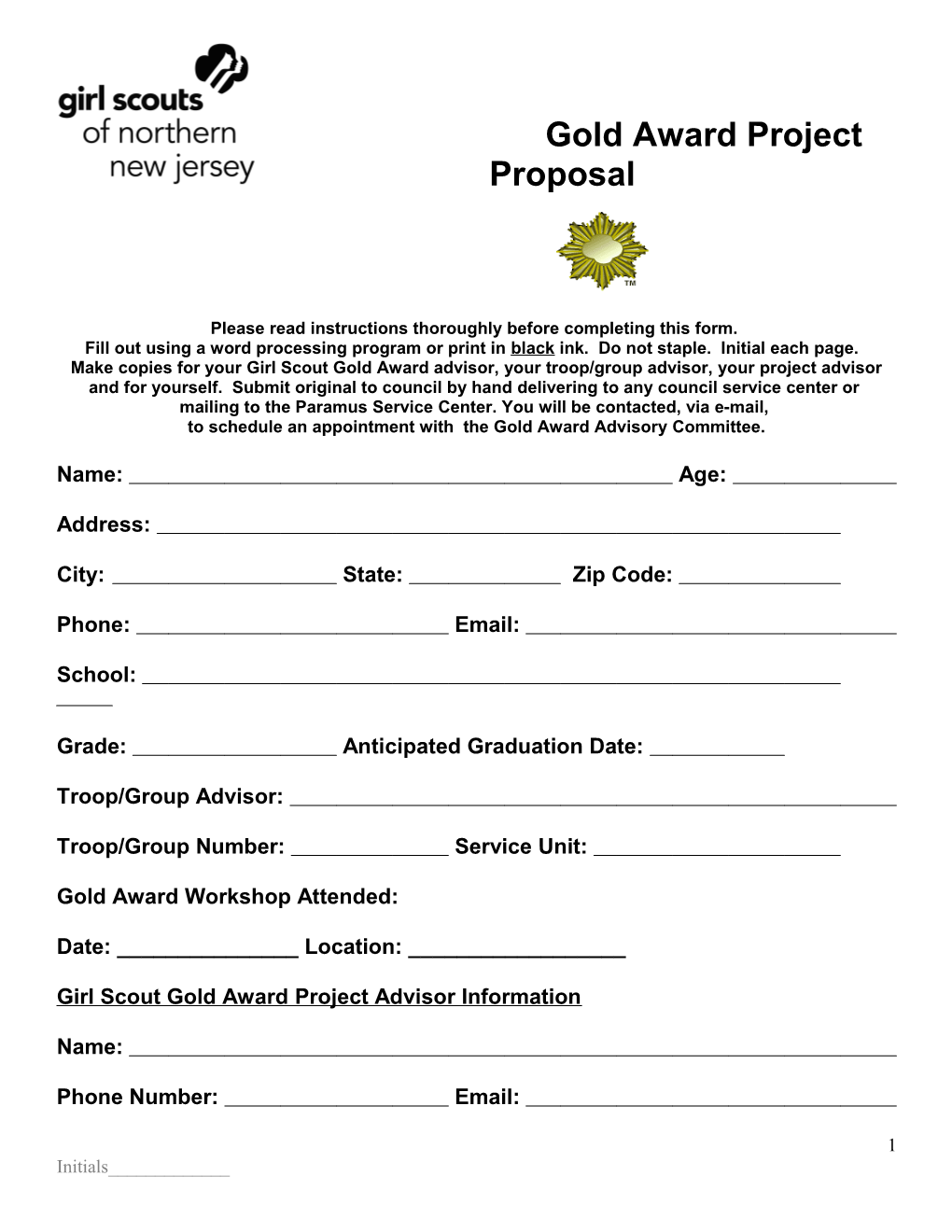 Gold Award Project Proposal