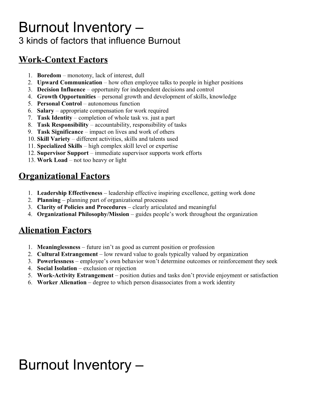 Burnout Inventory 3 Kinds of Factors That Influence Burnout