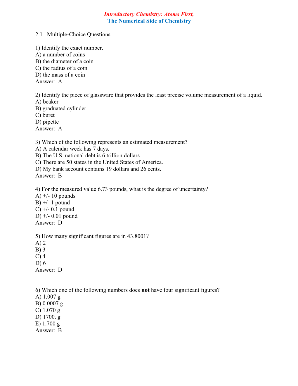 Introductory Chemistry: Atoms First