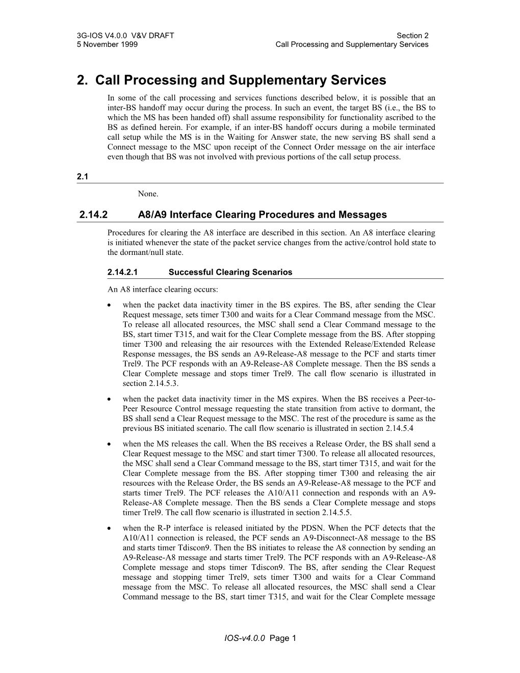 2. Call Processing and Supplementary Services