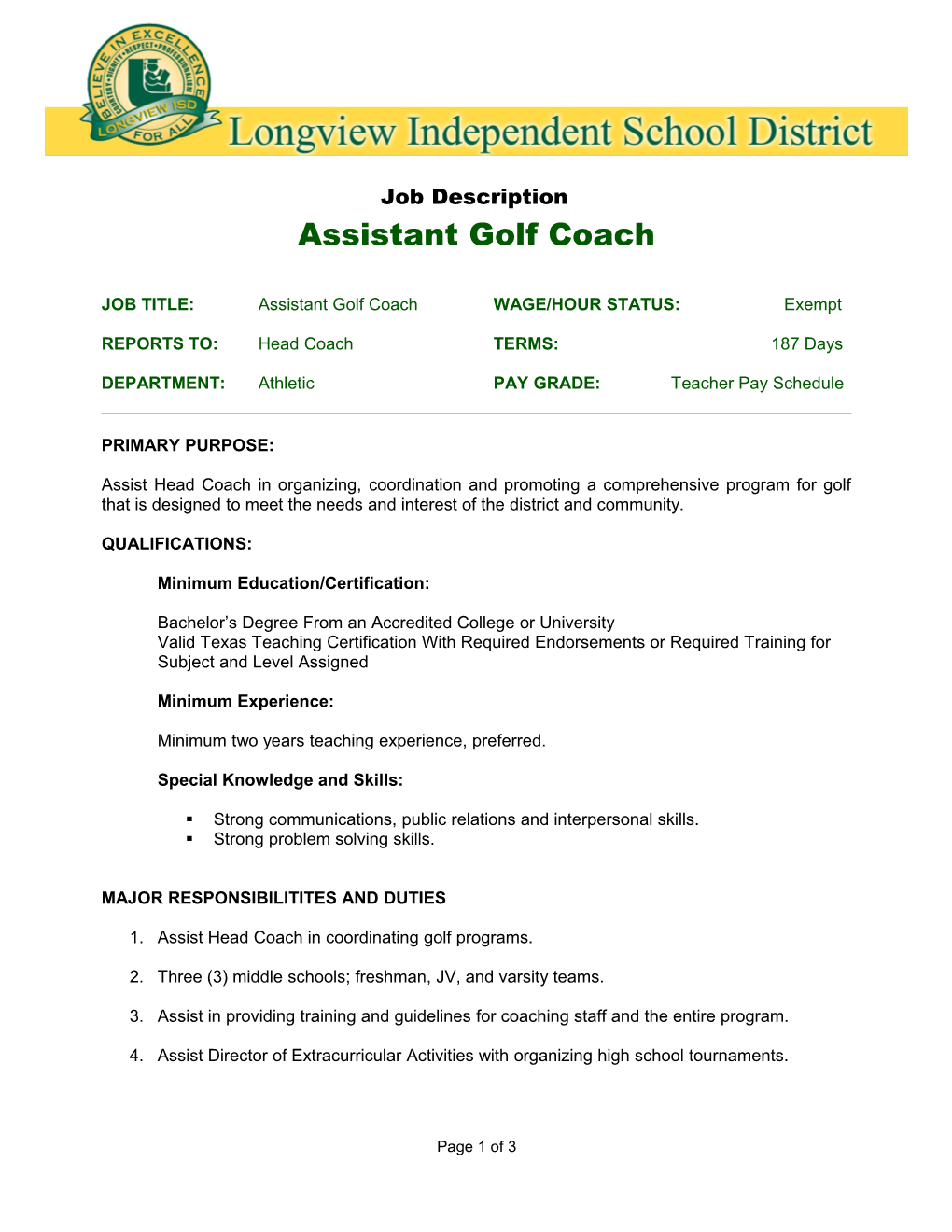 Assistant Basketball Coach