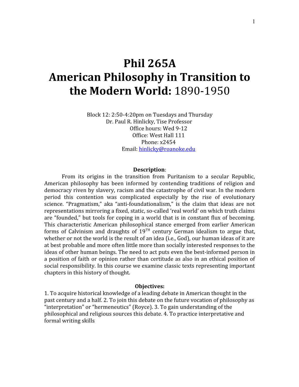 American Philosophy in Transition to the Modern World: 1890-1950