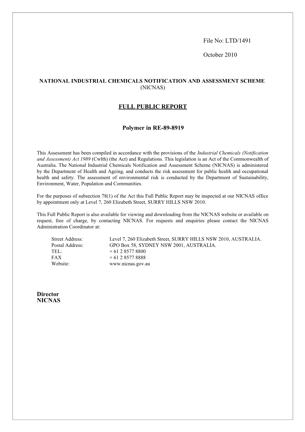 National Industrial Chemicals Notification and Assessment Scheme s35