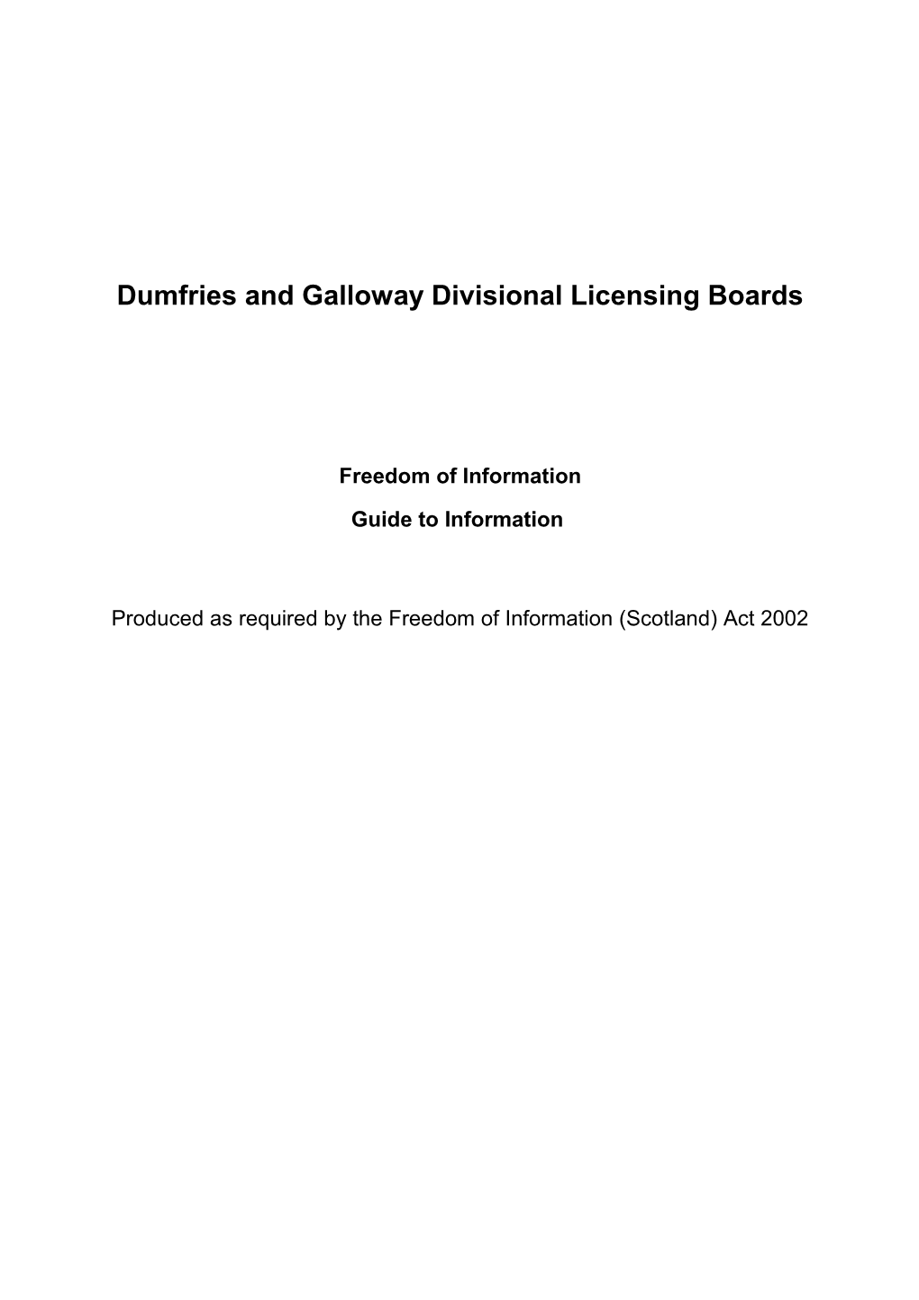Dumfries and Galloway Divisional Licensing Boards