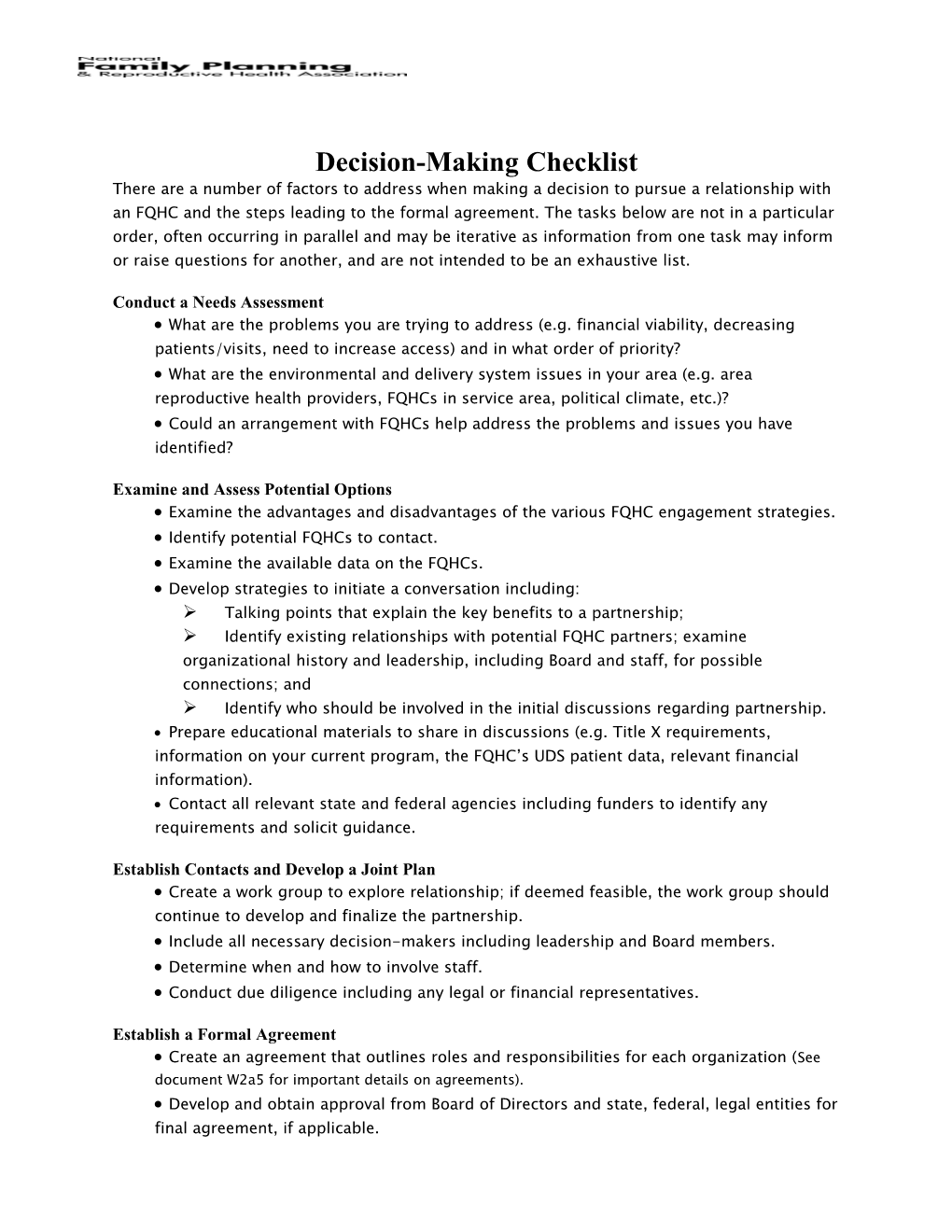 Decision-Making Checklist