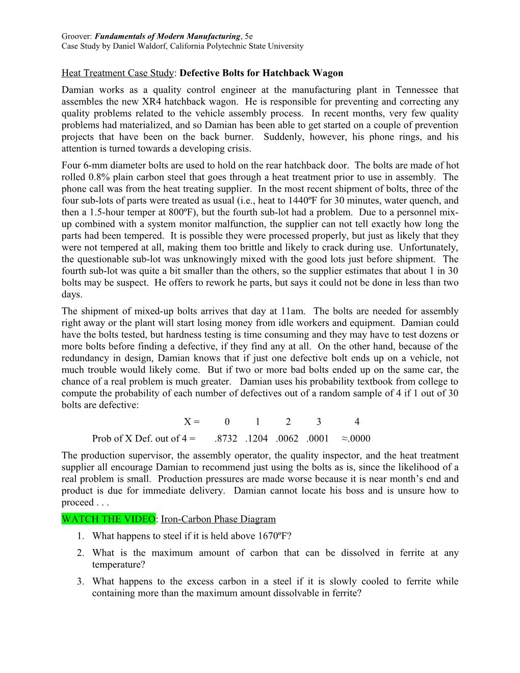 Groover/Fundamentals of Modern Manufacturing (4Th/5Th) s1