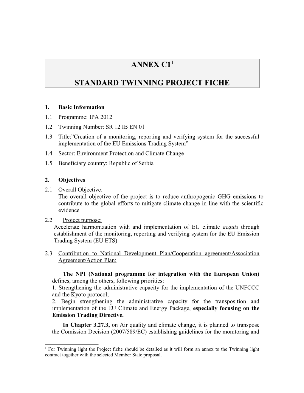 SR 12 IB EN 01Creation of a Monitoring Reporting and Verifying System for the Successful