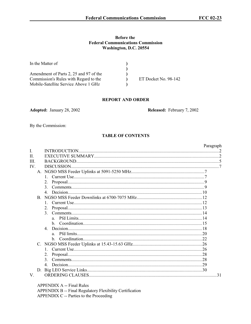 Federal Communications Commissionfcc 02-23