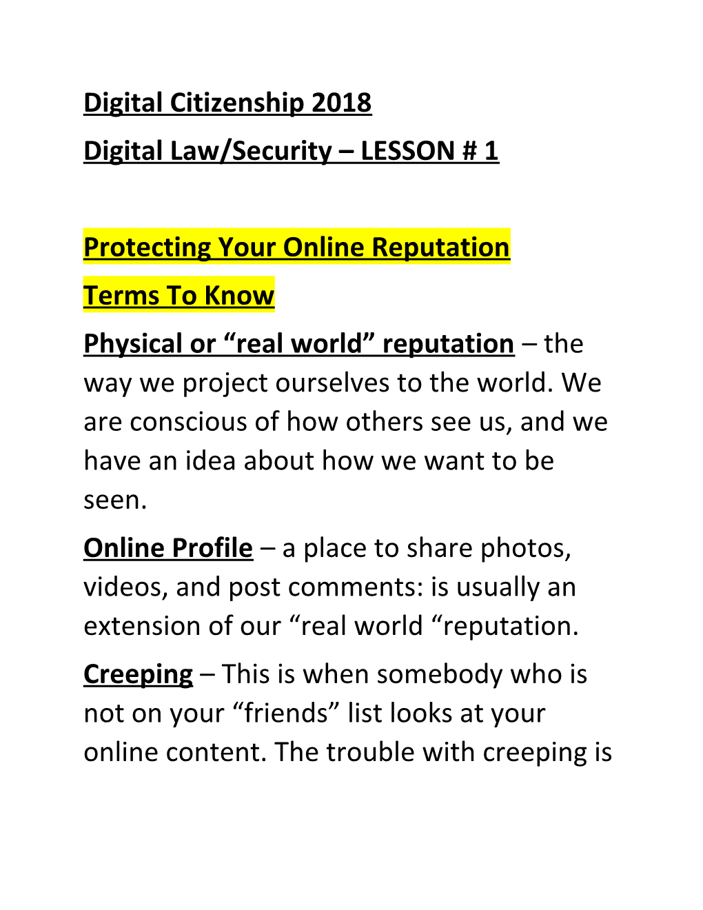 Digital Law/Security LESSON # 1