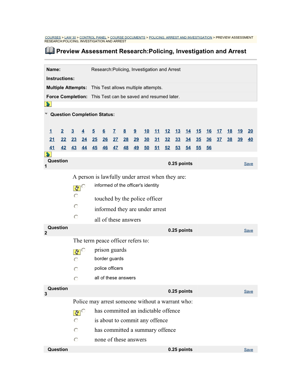 Courses Law 30 Control Panel Course Documents Policing, Arrest and Investigation Preview