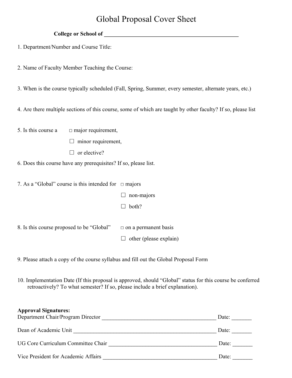 Global Proposal Cover Sheet