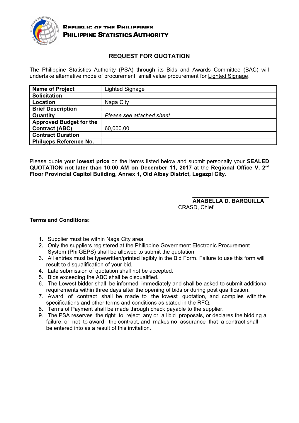 Request for Quotation s18