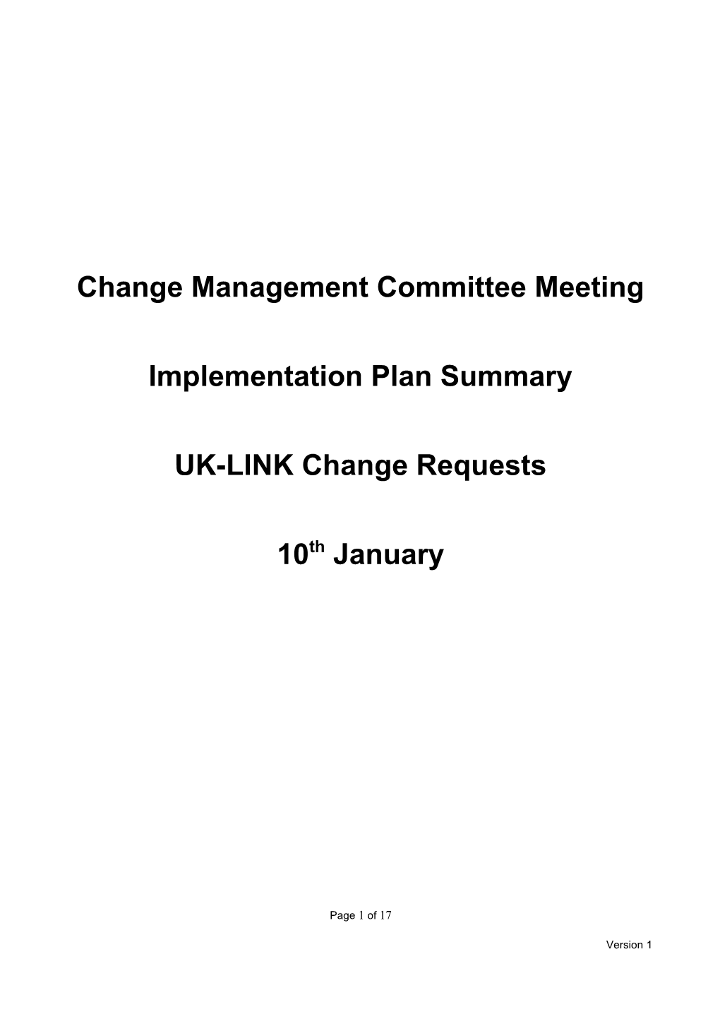 Change Management Committee Meeting