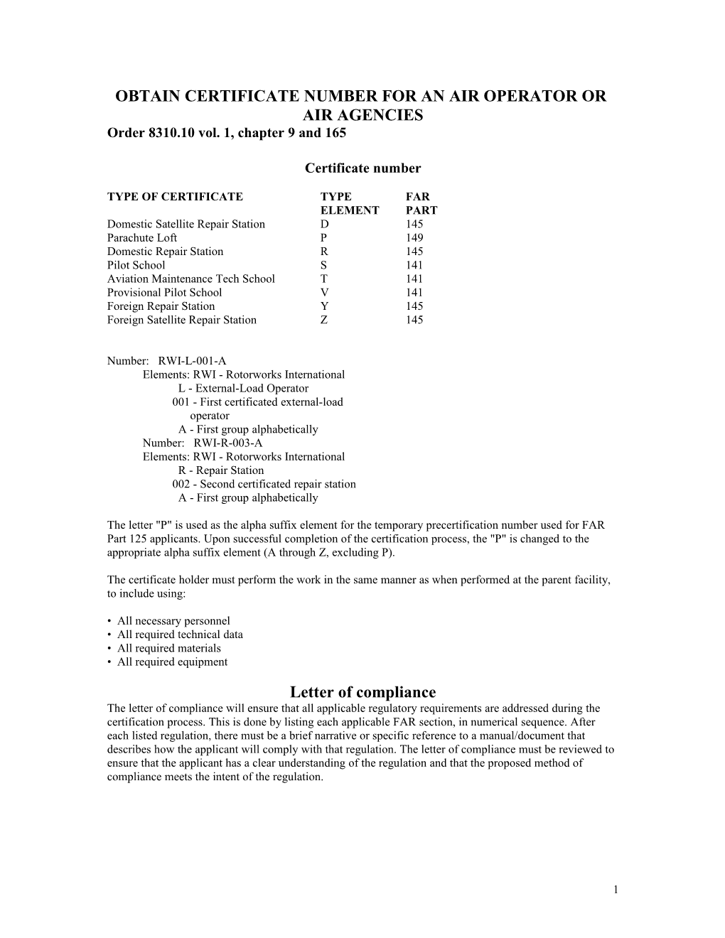 Obtain Certificate Number for an Air Operator Or