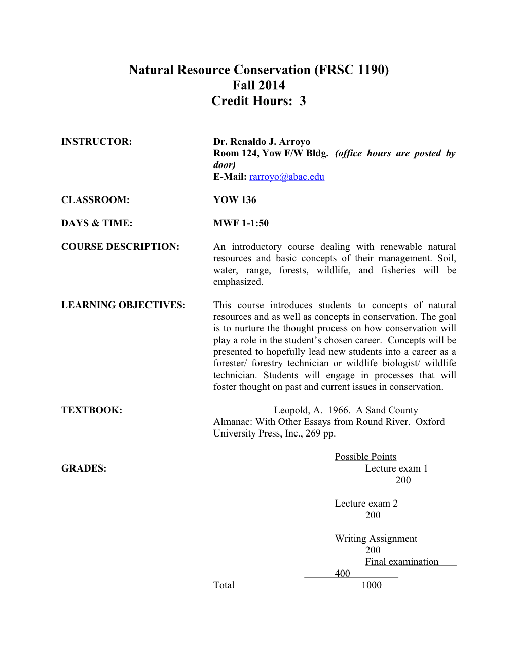 Forest Surveying & Mapping (Frsc 2235)