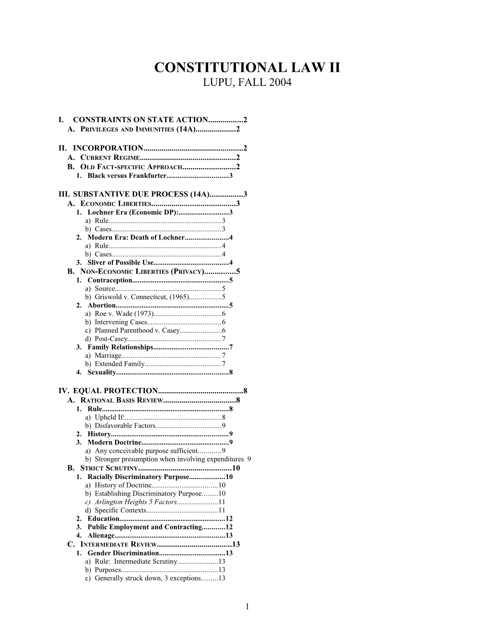 Constitutional Law II s1