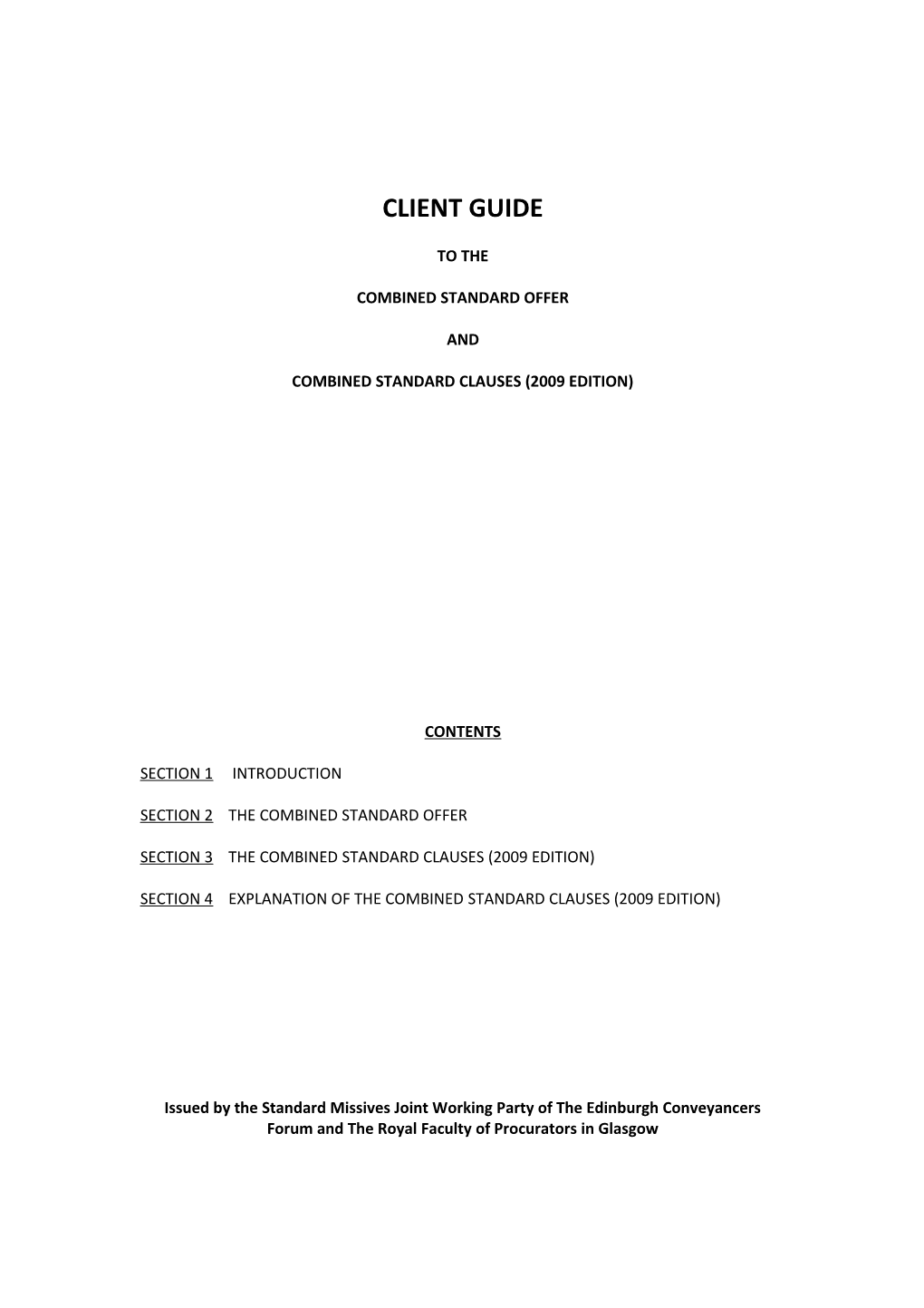 Combined Standard Clauses (2009 Edition)