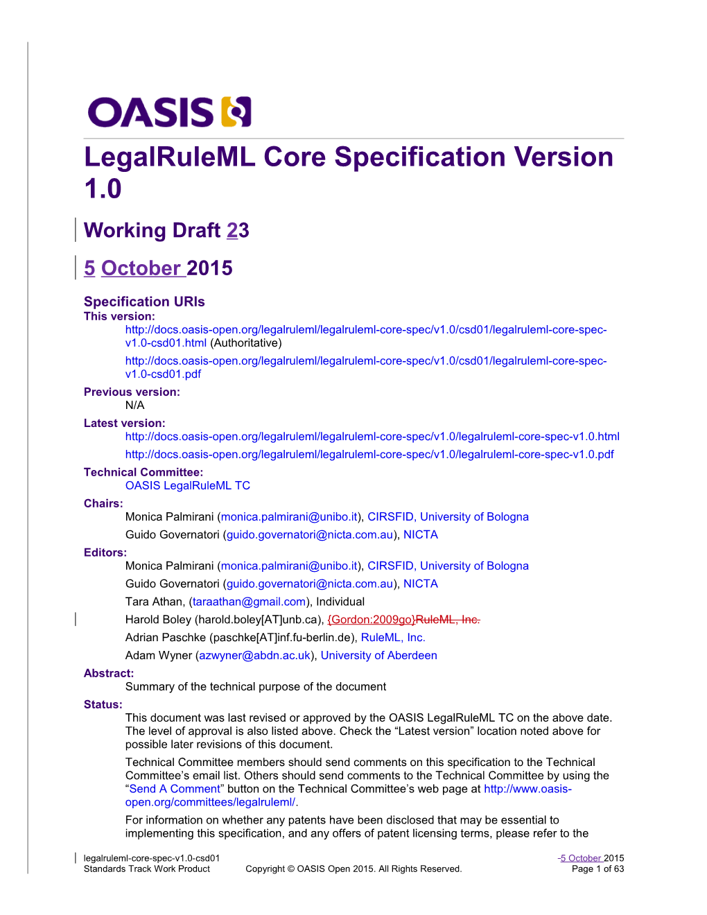 Legalruleml Core Specification Version 1.0