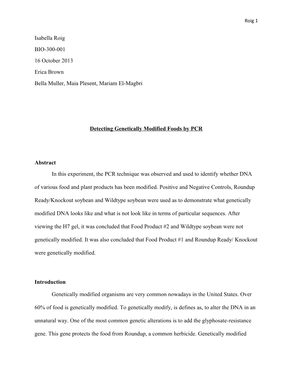 Detecting Genetically Modified Foods by PCR