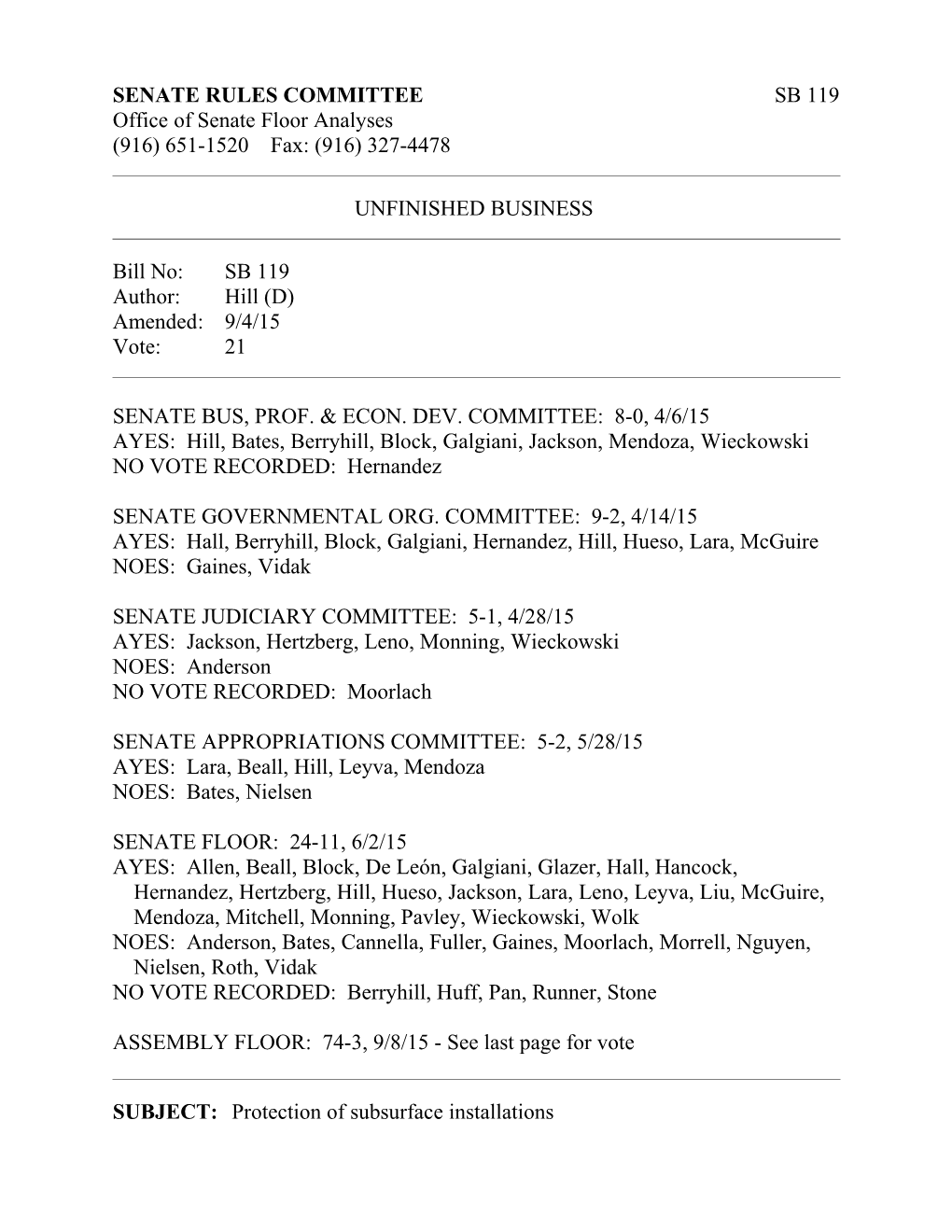 Senate Rules Committee - Senate Floor Analysis s2