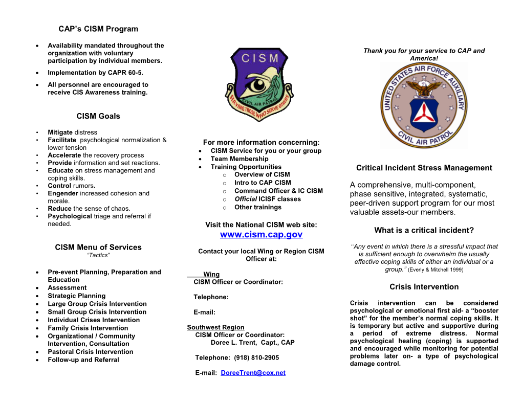 Tri-Fold CISM Brochure