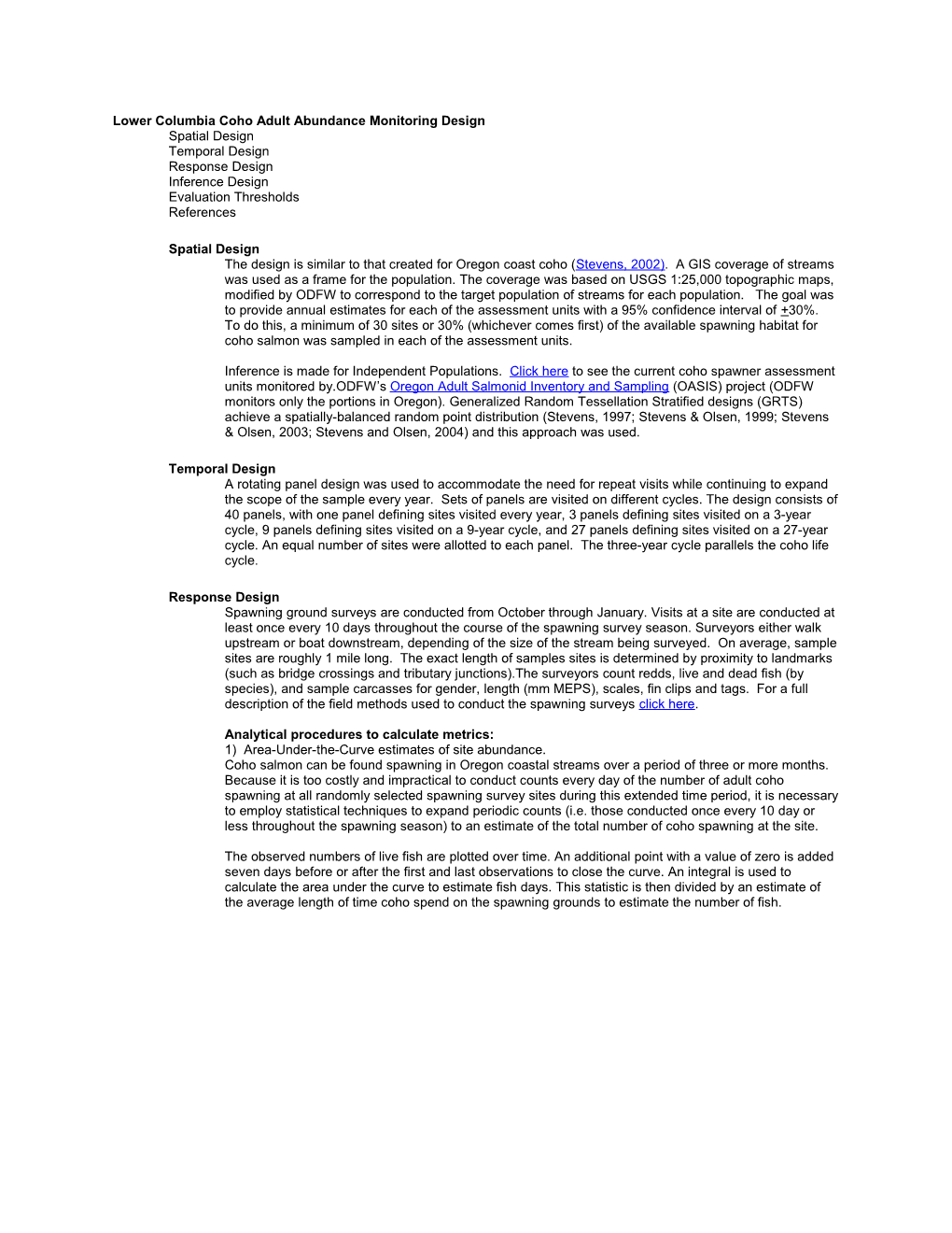 Lower Columbia Coho Adult Abundance Monitoring Design