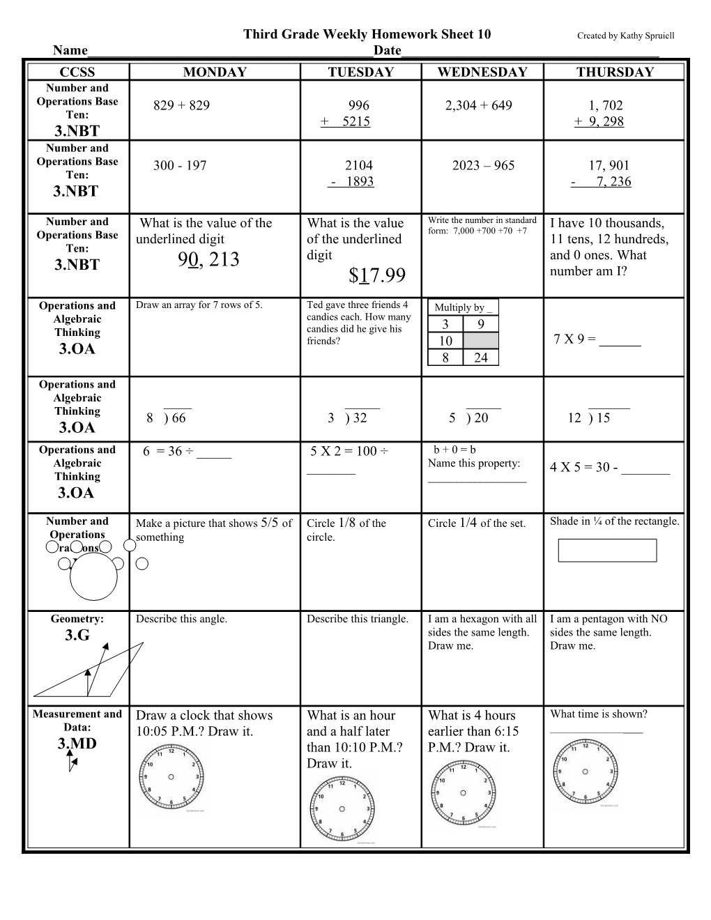 Weekly Homework Sheet s5