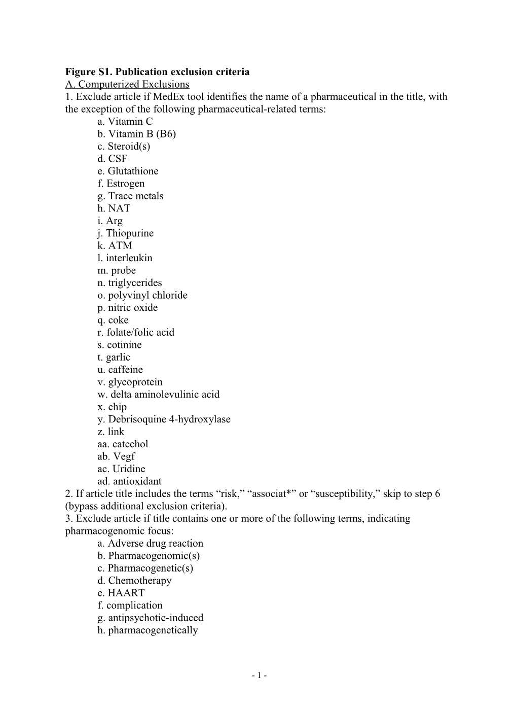 Figure S1. Publication Exclusion Criteria